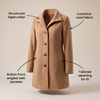 Women's stand collar wool coat with single-breasted button front - view 4