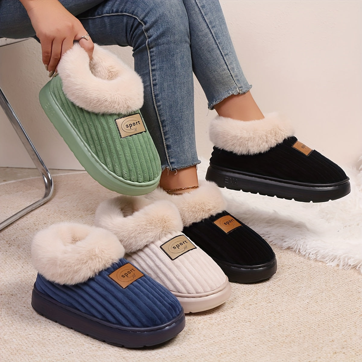 Sasha | Fluffy High Top Slipper Booties