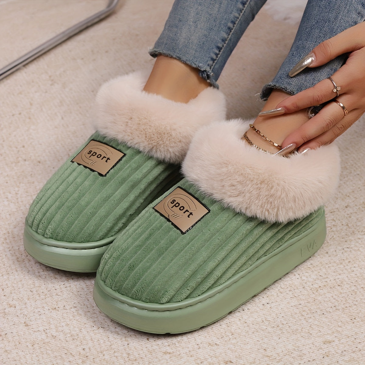 Sasha | Fluffy High Top Slipper Booties