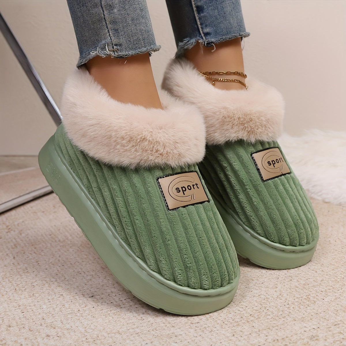Sasha | Fluffy High Top Slipper Booties