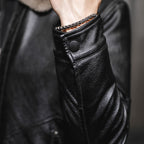Faux fur lined men's jacket in leather-look finish with zip front - view 2