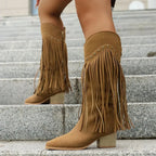 Sella Fringed Western Boot with Block Heel - view 3