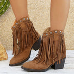 Sella Fringed Western Boot with Block Heel - view 4