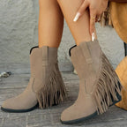Sella Fringed Western Boot with Block Heel - view 5