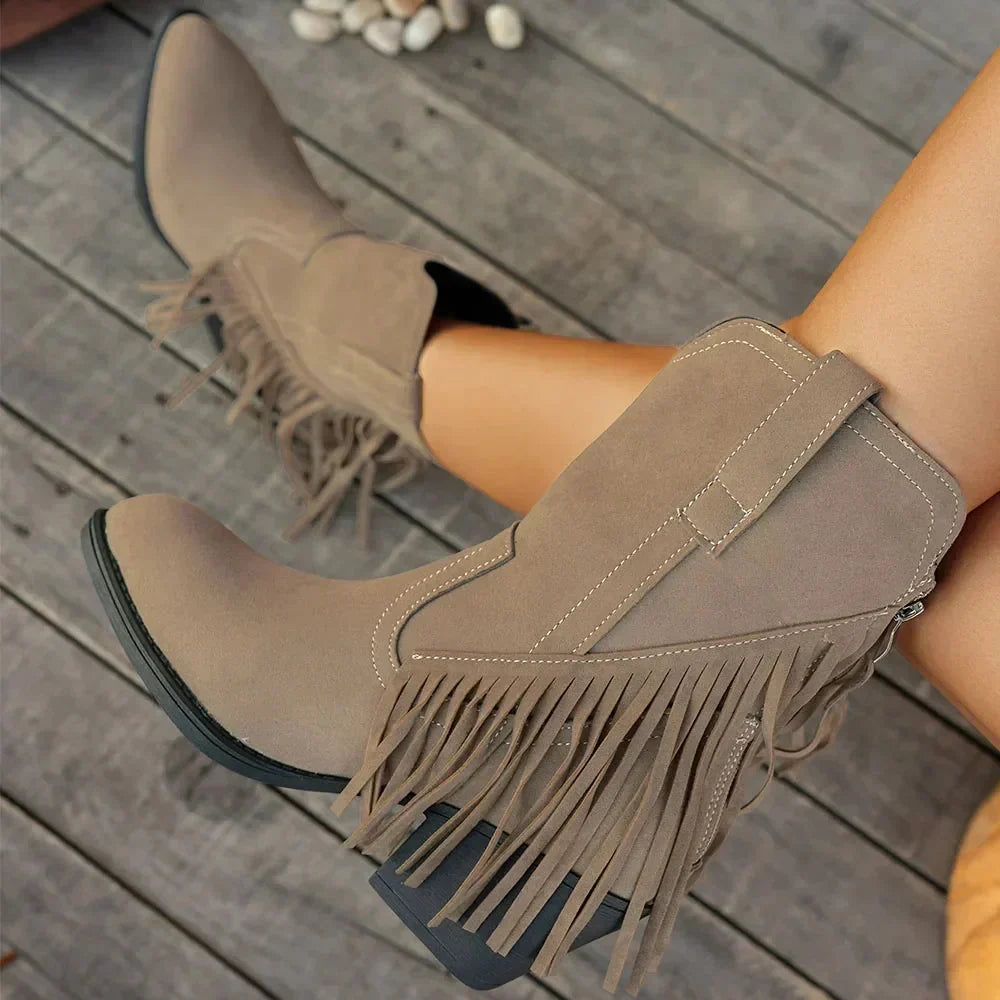Sella Fringed Western Boot with Block Heel - view 6