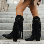 Sella Fringed Western Boot with Block Heel - view 9