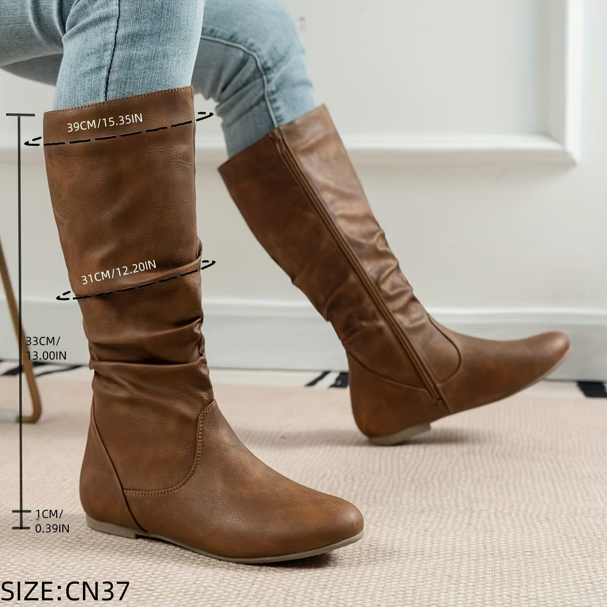Selva Slouch Boot Flat Heel Side Zip - view 3