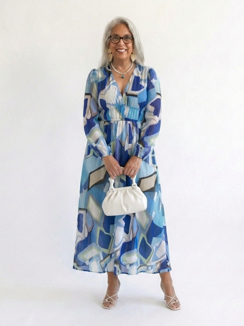 Floral tiered long sleeve maxi dress with wrap V-neck and ruffle cuffs - view 10