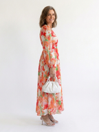 Floral tiered long sleeve maxi dress with wrap V-neck and ruffle cuffs - view 7