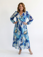 Floral tiered long sleeve maxi dress with wrap V-neck and ruffle cuffs - view 9
