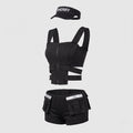 Women's black police Halloween costume with zip-front cutout crop top, cargo shorts and SHERIFF visor - view 4