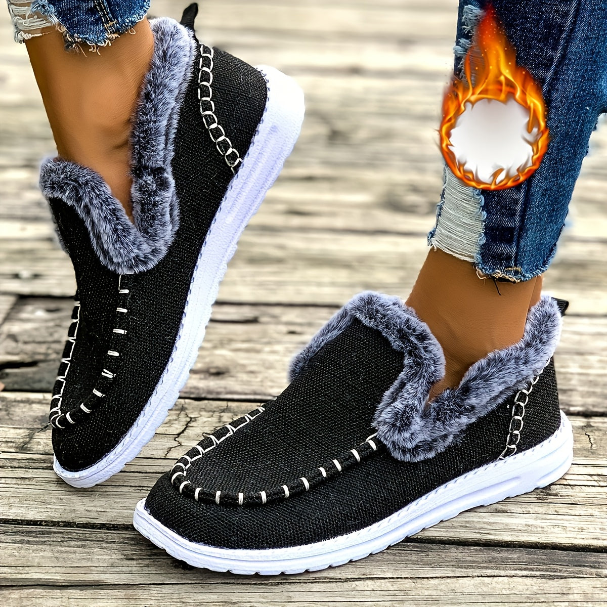 Solene | Fleece Lined Slip-On Winter Sneakers