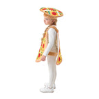 Kids pizza Halloween costume with front and back pizza panels and matching hat - view 2