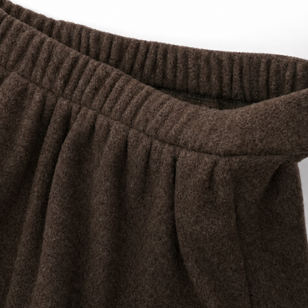 Brown knit sweater and maxi skirt set with pockets worn with black boots - view 10