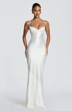 Talia formal satin maxi dress with cupped bodice and lace-up back - view 10