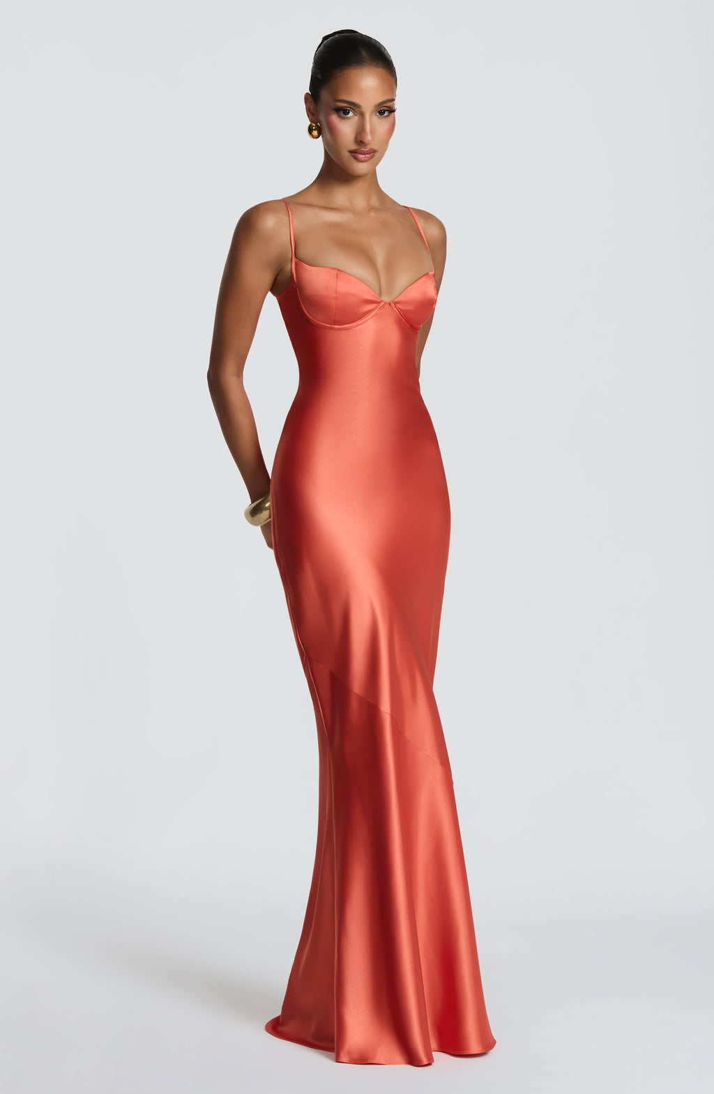 Talia formal satin maxi dress with cupped bodice and lace-up back - view 5