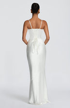Talia formal satin maxi dress with cupped bodice and lace-up back - view 8