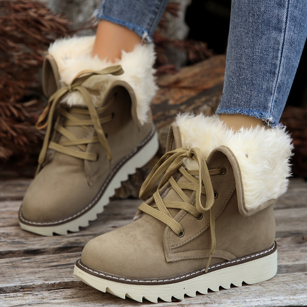Talia | Lined Lace-Up Winter Boots with Plush Collar