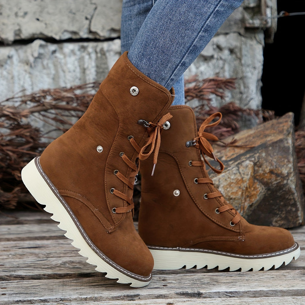 Talia | Lined Lace-Up Winter Boots with Plush Collar