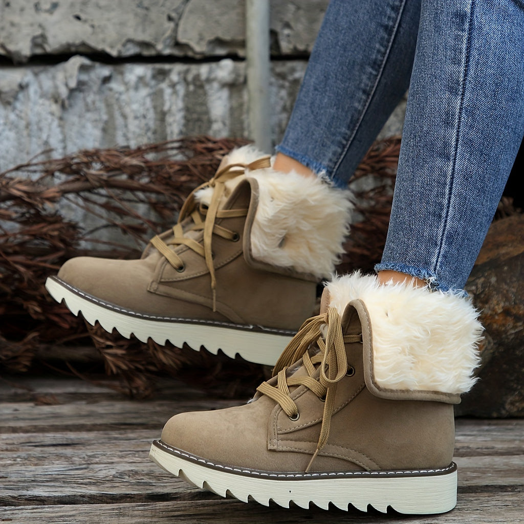 Talia | Lined Lace-Up Winter Boots with Plush Collar