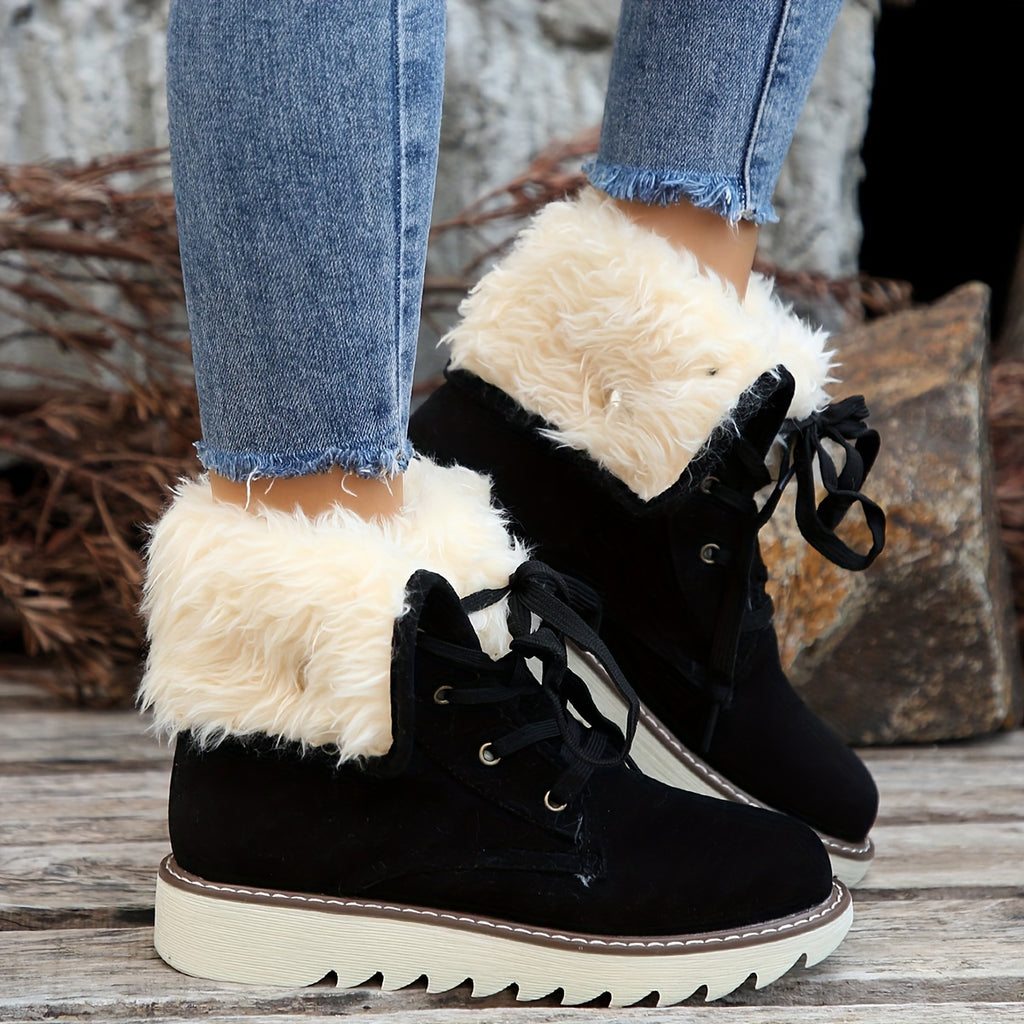 Talia | Lined Lace-Up Winter Boots with Plush Collar