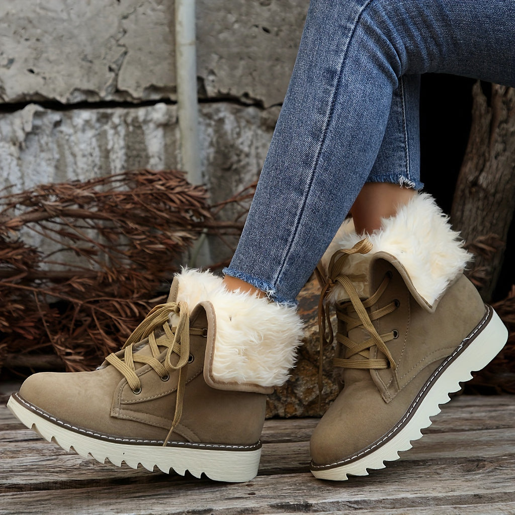 Talia | Lined Lace-Up Winter Boots with Plush Collar