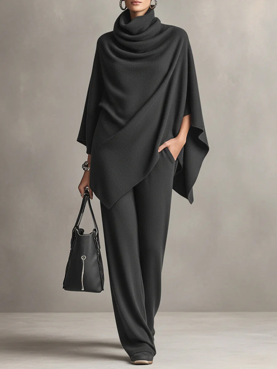 Tamsin two piece set with draped cowl top and wide leg pants