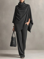 Tamsin two piece set with draped cowl top and wide leg pants