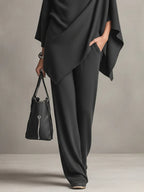 Tamsin two piece set with draped cowl top and wide leg pants - view 3