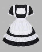 Women's ruffled maid Halloween costume dress with white apron and puff sleeves - view 4