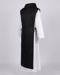 Women's nun Halloween costume with black hooded tabard over white long-sleeve robe - view 4