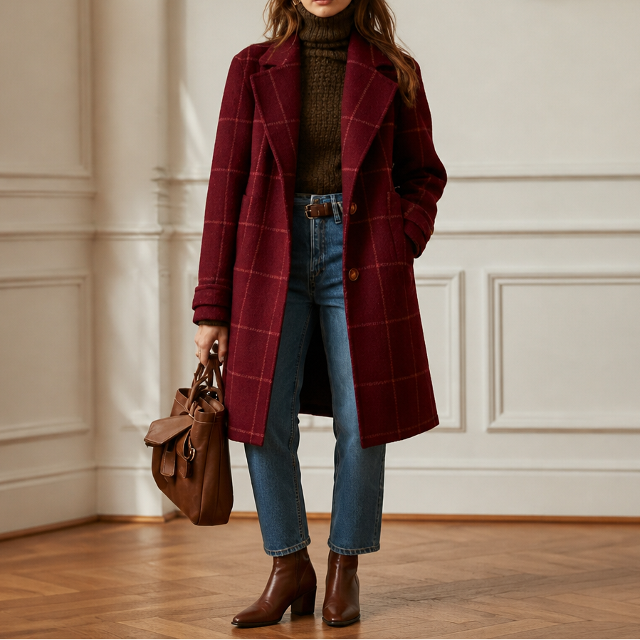 Coralie | Plaid Two Button Oversized Coat