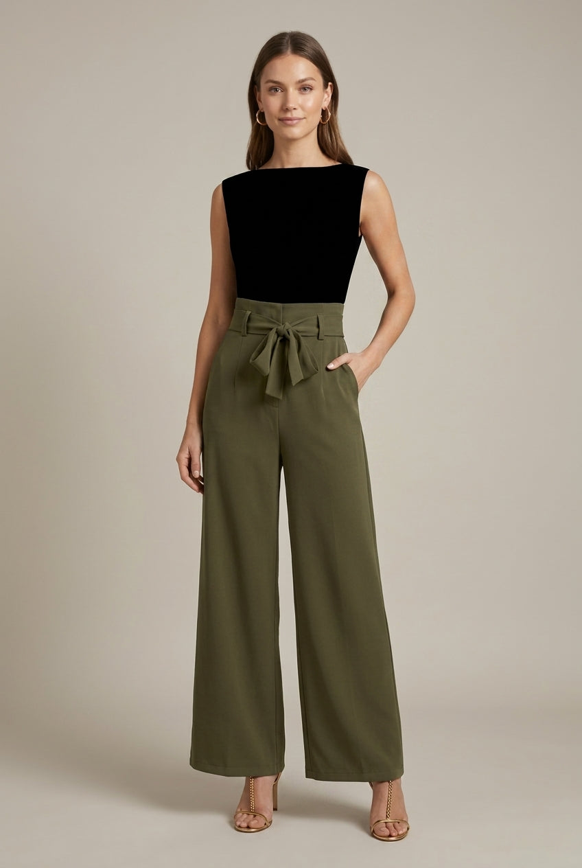 Augustine bow tie wide leg pants - view 6