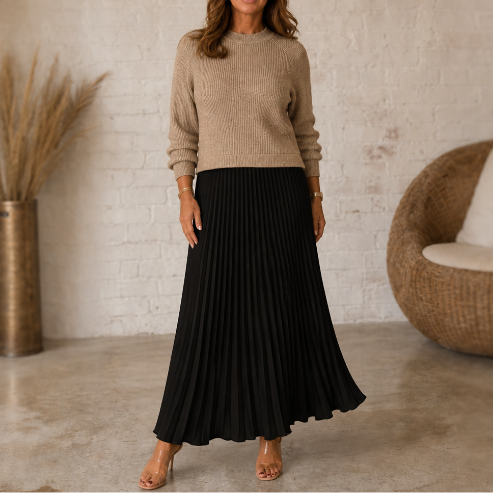 Anouk | Sweater Bodice Pleated Maxi Dress