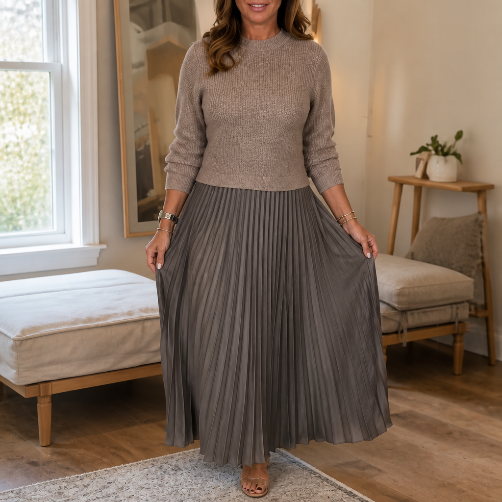 Anouk | Sweater Bodice Pleated Maxi Dress
