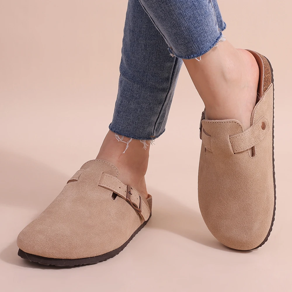Buckle clog slippers for women with closed round toe and cushioned sole - view 9
