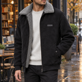 Fleece lined men's corduroy jacket with sherpa-look collar