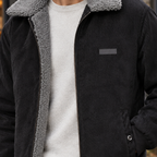Fleece lined men's corduroy jacket with sherpa-look collar - view 2
