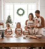 Family wearing matching gingerbread Christmas pajamas with Cookie Baking Crew raglan tops - view 2