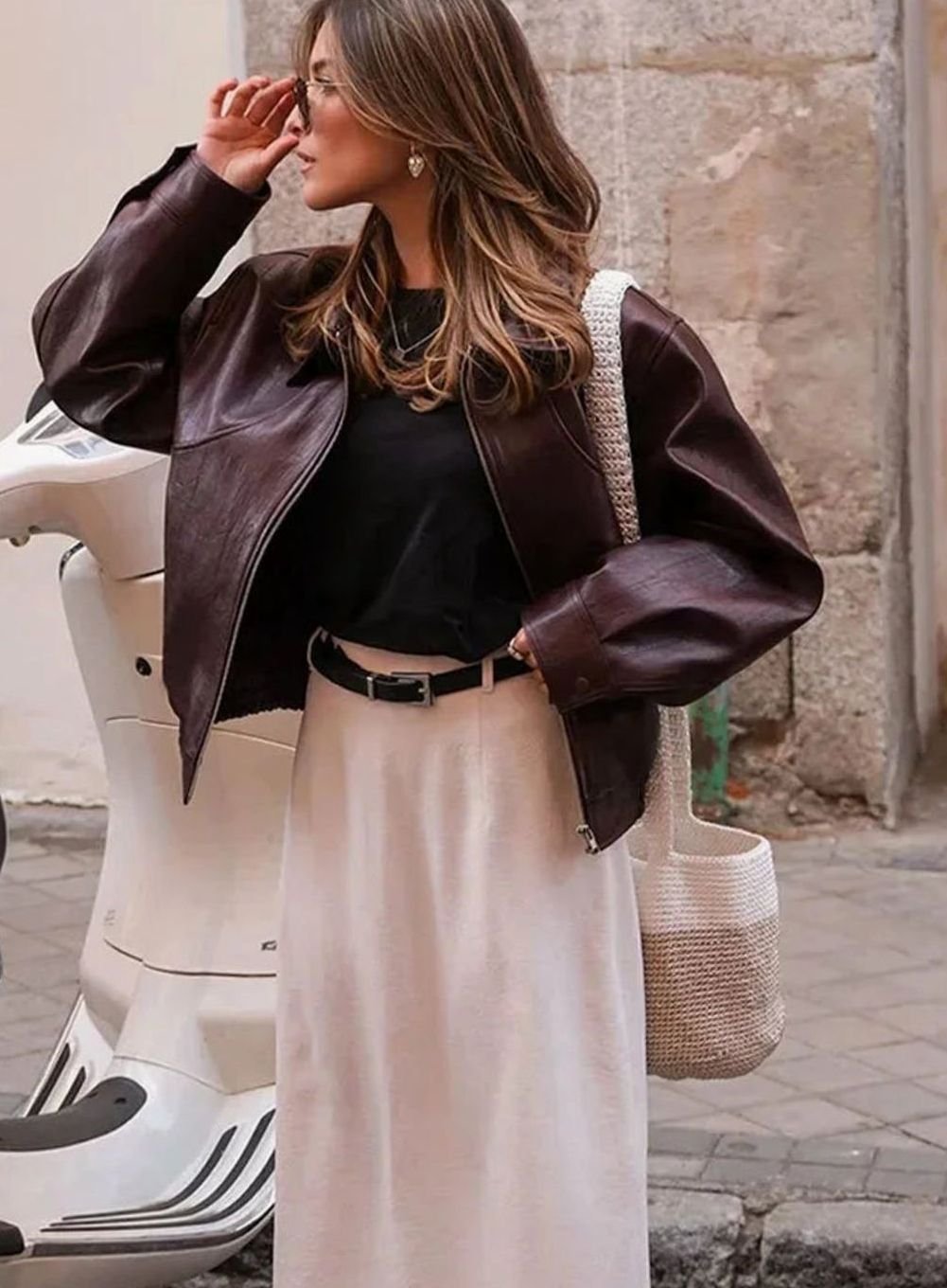 Odetta faux leather zip up bomber jacket - view 4