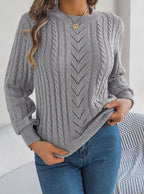 Clementine cable knit openwork crewneck sweater - view 14