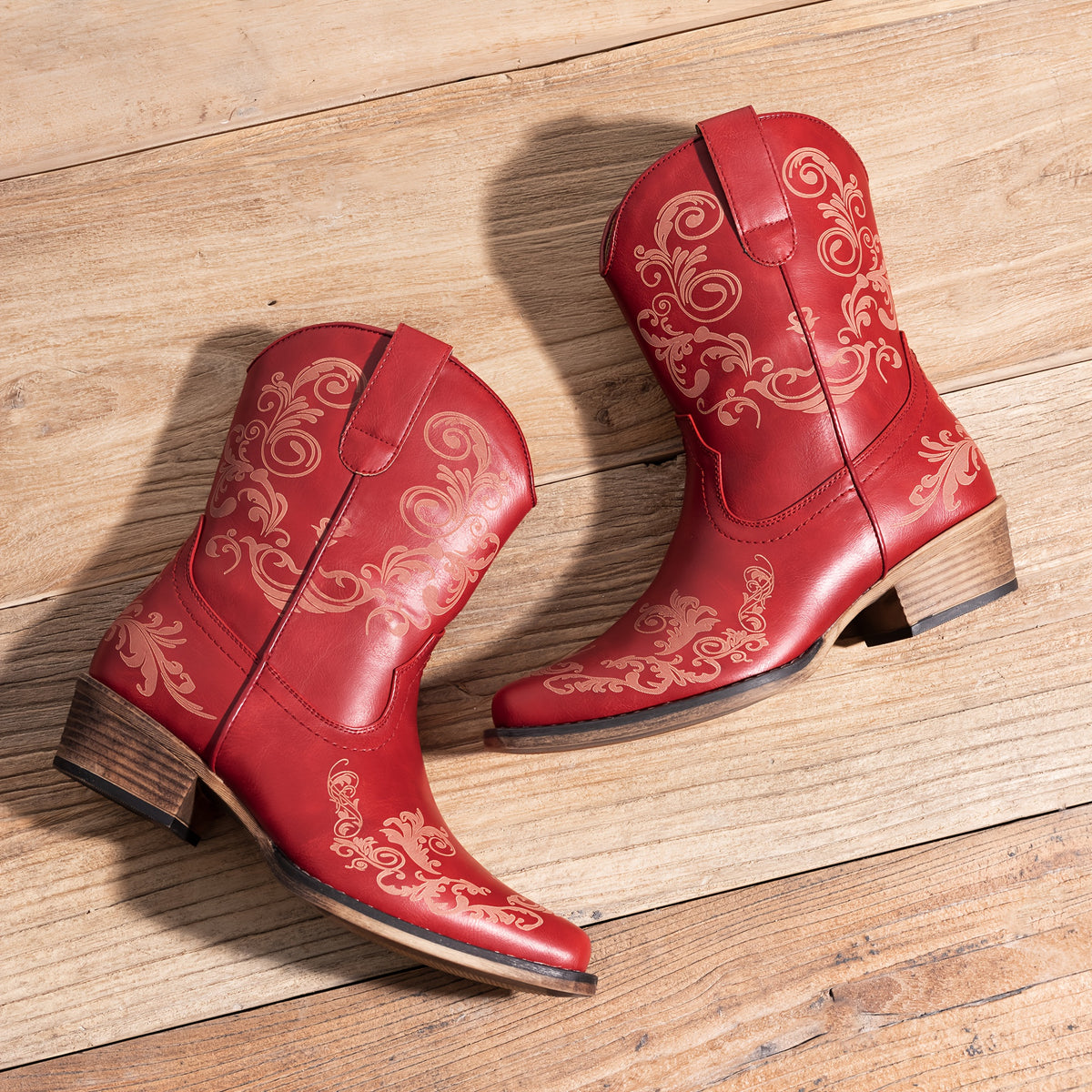 Wylla | Western Ankle Boots with Chunky Heel and Inside Zip